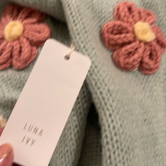 BNWT M LUNA IVY FL🌸WER P🌸WER Cardigan in Sea Foam Multi combo So Cute 🌸 - Picture 5 of 10
